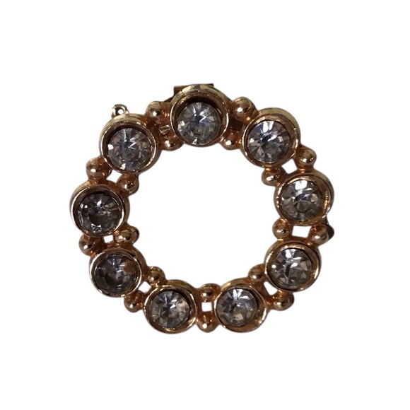 Brooch Gold Silver Tone Cluster Cutout Clear Rhinestones Costume Fashion Jewelry - Picture 8 of 15